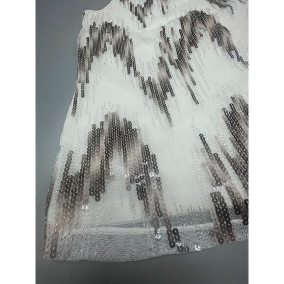 by chico's sleeveless shirt white sequin sheer layered cotton blend size 0 READ - Picture 4 of 7